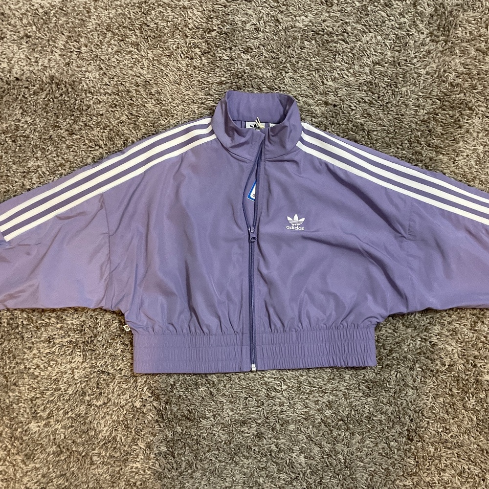 adidas Kids Violet Rain Jacket with White Accents